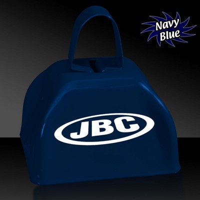 3" Pad Printed Navy Blue Metal Cowbell