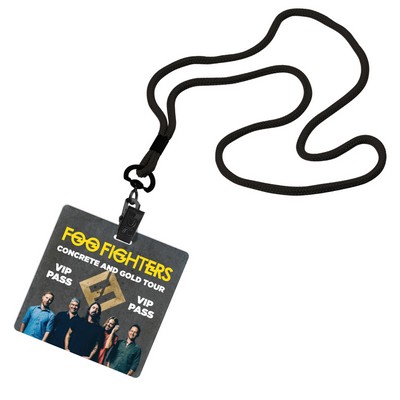 1/8" Economy Polyester Lanyard With Bulldog Clip & 3"X3" Plastic Badge