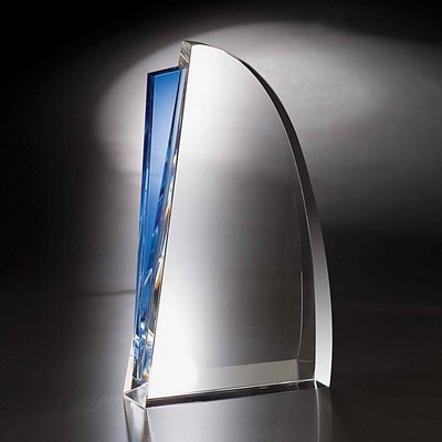 11" Destiny Crystal Award w/Blue Accent