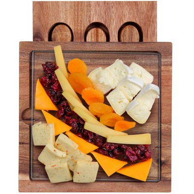 Braemar Glass Cheese Board & Knife