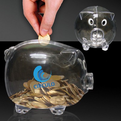 4" Clear Plastic Piggy Bank