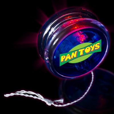 2" Digi-Printed Light-Up Blue & Clear Yo-Yo w/Red LED