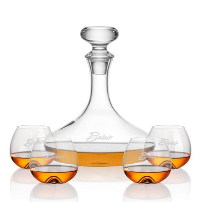 Stratford Decanter & 4 Boston Stemless Cognac