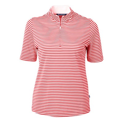 Cutter and Buck Ladies Virtue Eco Pique Stripe Recycled Polo