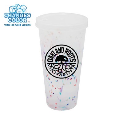 Mood 26 oz. Rainbow Confetti Tumbler with Lid