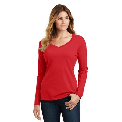 Port & Company® Ladies' Long Sleeve Fan Favorite™ V-Neck Tee