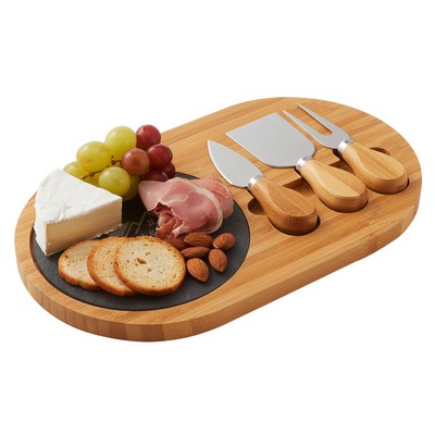 4-Piece Oval Slate Cheese Board Set