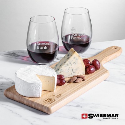 Swissmar® Bamboo Board & 2 Laurent Stemless Wine