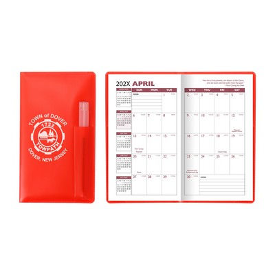 Translucent Vinyl Cover Academic Planner with Flat Clear Pen