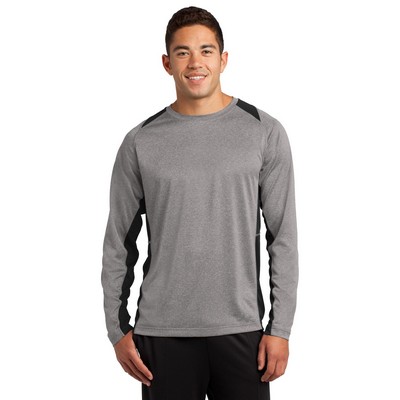 Sport-Tek® Men's Long Sleeve Heather Colorblock Contender™ Tee