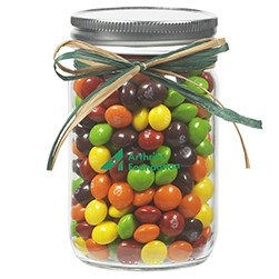 12 Oz. Glass Mason Jar w/ Raffia Bow (Skittles®)