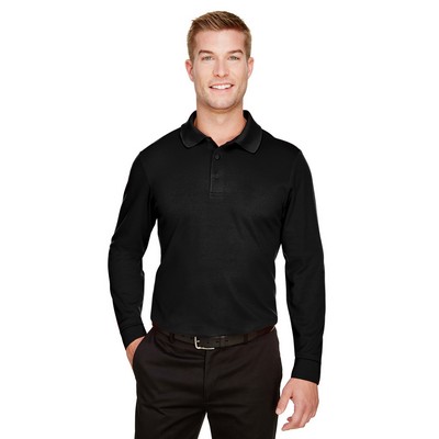 Devon and Jones CrownLux Performance® Men's Plaited Long Sleeve Polo