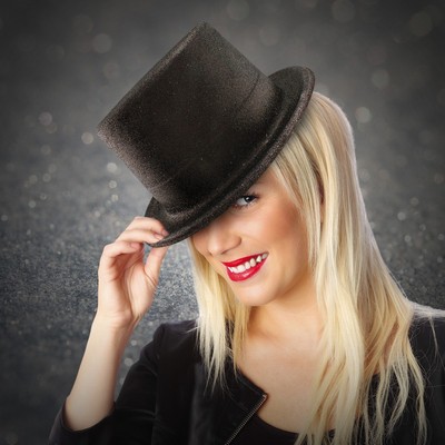 Black Glitter Top Hat