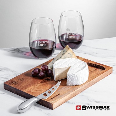 Swissmar® Acacia Board & 2 Laurent Stemless Wine