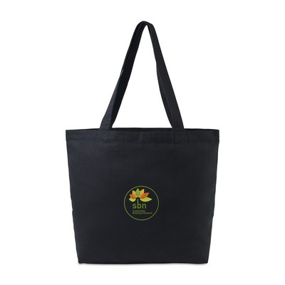 AWARE™ Recycled Cotton Shopper Tote Bag with Interior Zip Pocket - Black