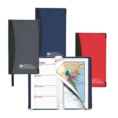 Weekly Ascot 2 Tone Vinyl Soft Cover Planner /1 Color w/ Map