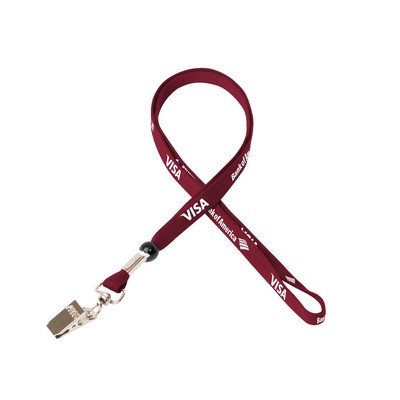 3/8" Silkscreened Tubular Lanyard w/ Bulldog Clip