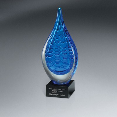 Indigo Stream Art Glass - Medium (Includes Silver Color-Fill on Base Only)