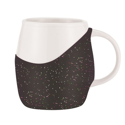 14 Oz. Rotunda White Ceramic Mug with silicone Glitter sleeve