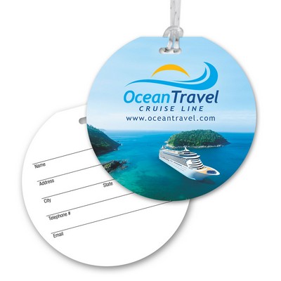 Ultra-Thin Round Luggage Tag with Clear Strap