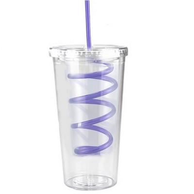 20 Oz. Double Walled Tumbler w/Crazy Straw