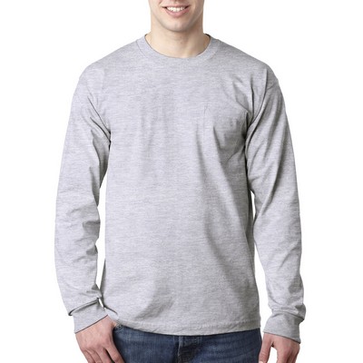 BAYSIDE Adult USA Made Heavyweight Long-Sleeve Pocket T-Shirt