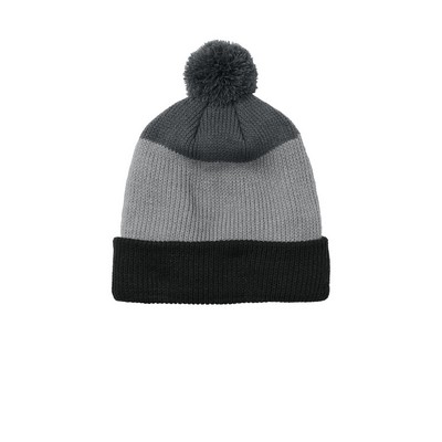 Port Authority® Cozy Striped Pom Beanie