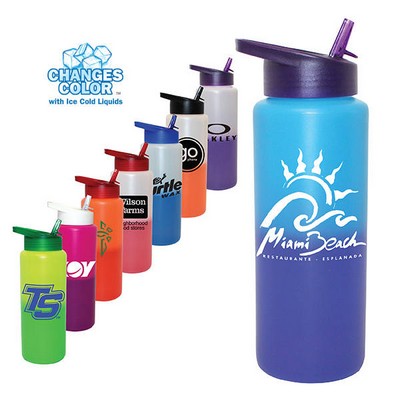 Mood 32 oz. Sports Bottle with Straw Cap Lid