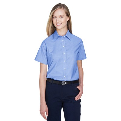 Harriton Ladies' Short-Sleeve Oxford with Stain-Release