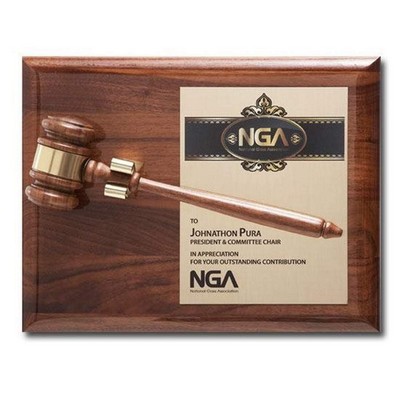 Gavel Plaque - Walnut Finish 9"x12"