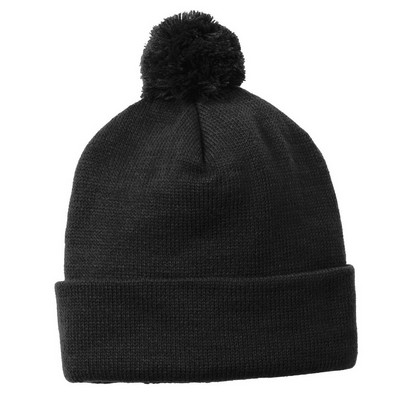 Sport-Tek® Solid Pom Pom Beanie