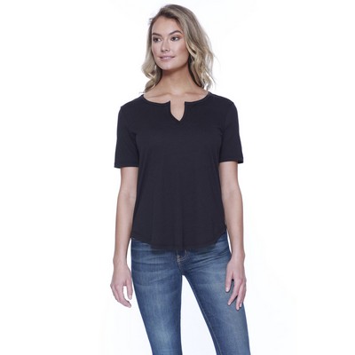 STAR TEE Ladies' Cotton/Modal Slit V-Neck