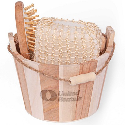 Bamboo Bucket Bath And Massage Set - 5 Pieces