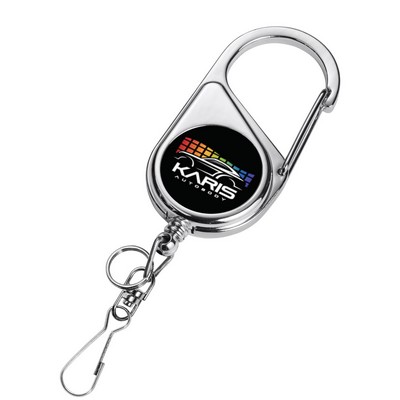 Chrome Heavy Duty Carabiner Retractable Badge Reel