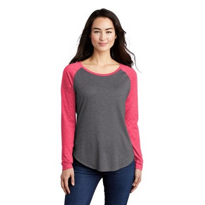 Sport-Tek® Ladies' PosiCharge® Long Sleeve Tri-Blend Wicking Scoop Neck Raglan Tee