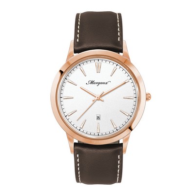 Wc4218 43mm Steel Rose Gold Case, 3 Hand Mvmt, White Dial, Dte Display, Leather Strap, Flat Mineral 