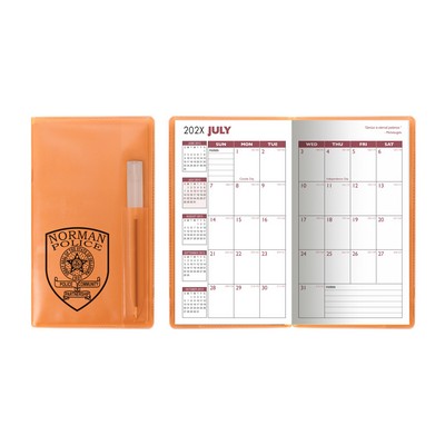 Translucent Vinyl Cover Monthly Planner with Flat Matching Pen