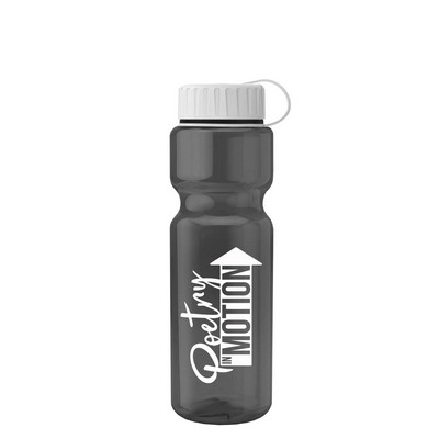 28 Oz. Champion Transparent Travel Sports Bottle w/Tethered Lid