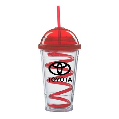 16 Oz. Slurpy Double Wall Tumbler w/Dome & Crazy Straw