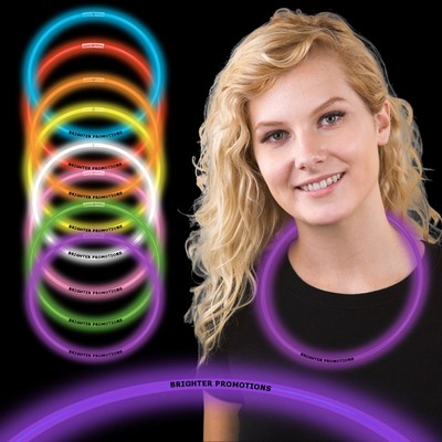 22" Pad Printed Single Color Superior Purple Glow Necklace