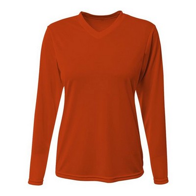 A-4 Ladies' Long-Sleeve Sprint V-Neck T-Shirt