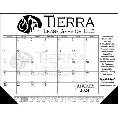 Standard 1 Color Desk Pad Calendar w/Top, Bottom, & Right Imprint