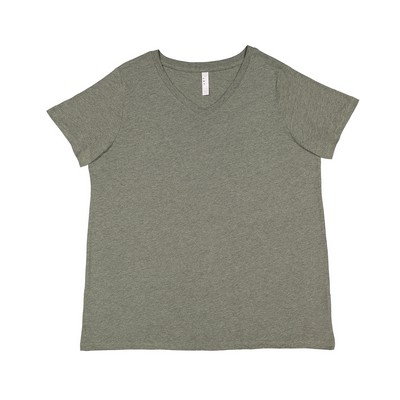 LAT Ladies' Curvy V-Neck Fine Jersey T-Shirt