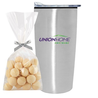 Promo Revolution - 20 Oz. Straight Tumbler w/Plastic Liner Gift Set w/Sugar Cookie Bite Mug Stuffer