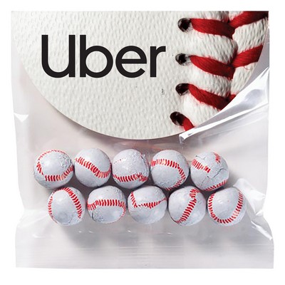 Chocolate Baseballs in Large Round Top Header Bag