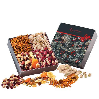 Gift Box with Gourmet Treats with Pine Boughs & Berries Sleeve