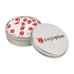 Small Round Tin - Imprinted Sugar Free Peppermints