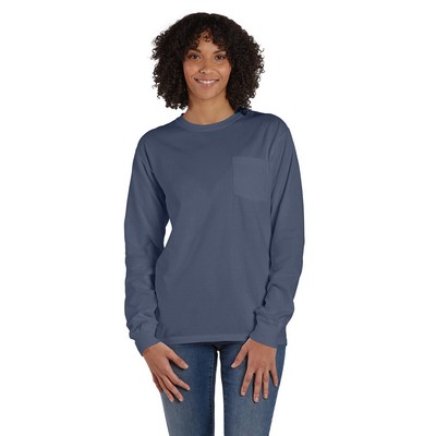 COMFORT WASH Unisex Garment-Dyed Long-Sleeve T-Shirt with Pocket