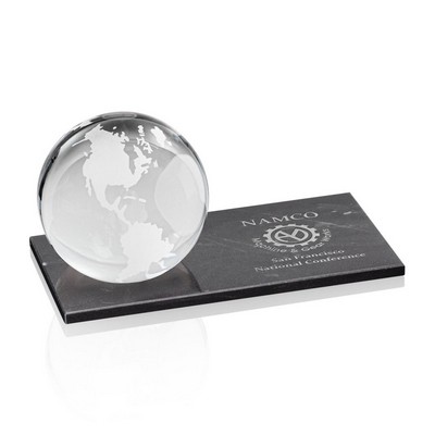 Globe on Rectangle Marble - 4" Diam