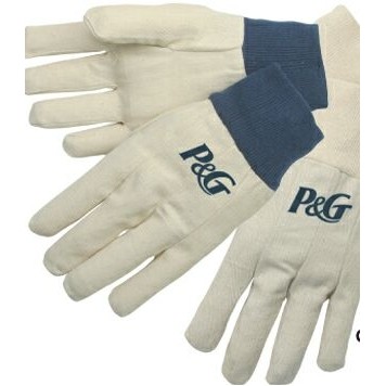 Canvas Gloves w/ Blue Knit Wrist